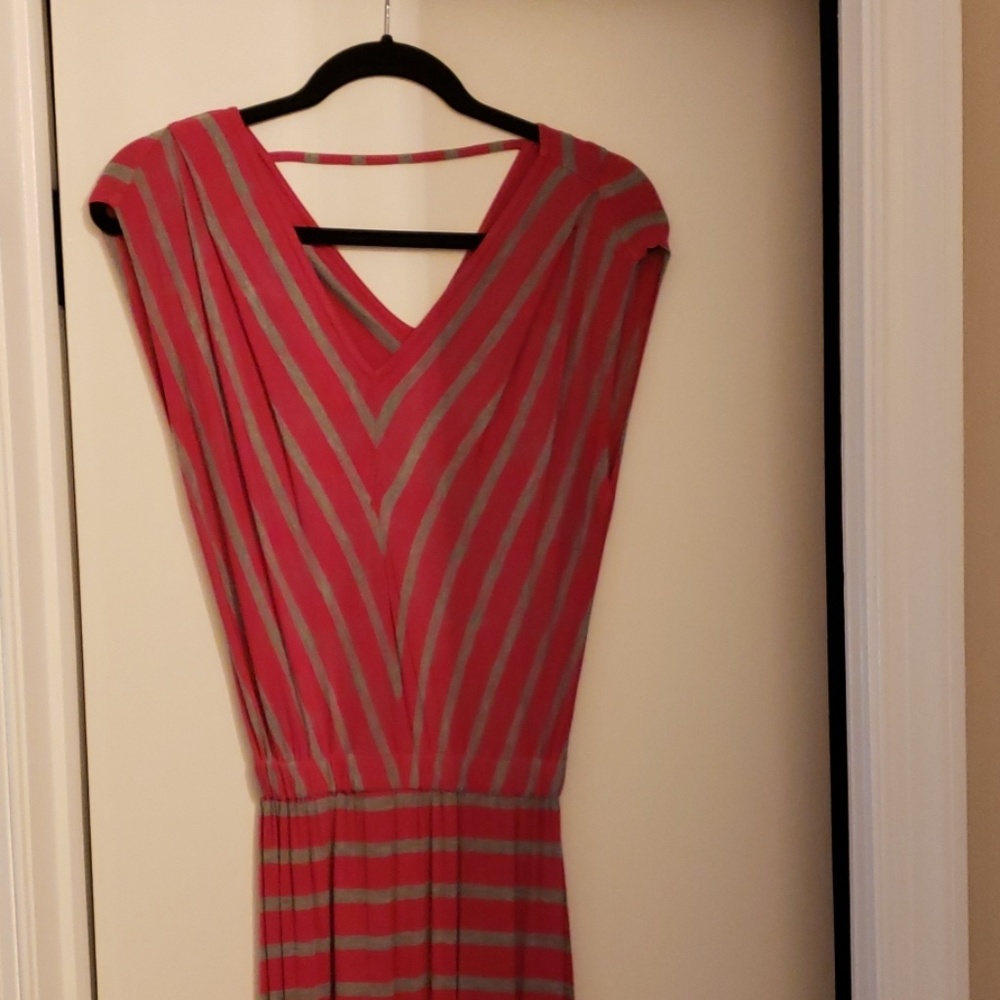 Maxi dress salmon and grey stripped